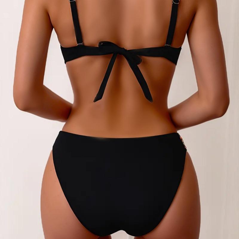 New webbing hard cup halter sexy bikini split swimsuit swimsuit