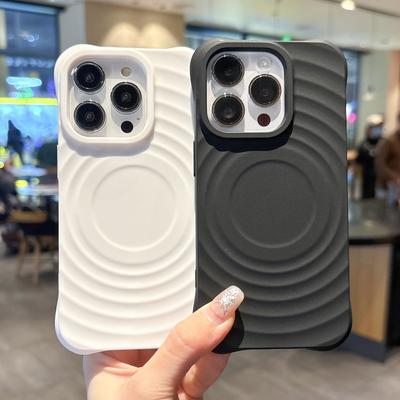 Creative Ring Pattern Suitable for Apple 16 Mobile Phone Case Iphone15promax Magnetic 13 Four Corner Airbag Anti-fall Cover
