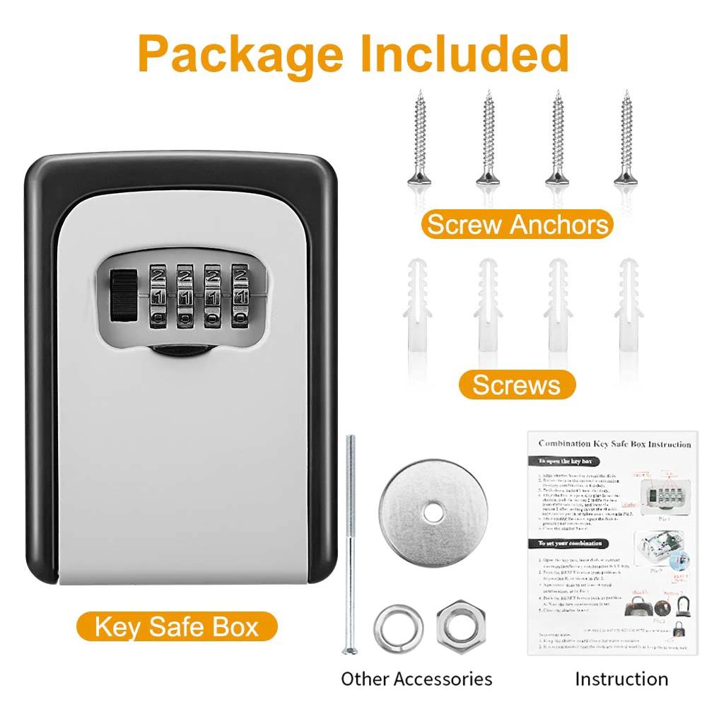 

Elecpow металлический материал пароль замок ящик для хранения открытый водонепроницаемый настенный 4-значный пароль ключ ящик противоугонный замок сейф none