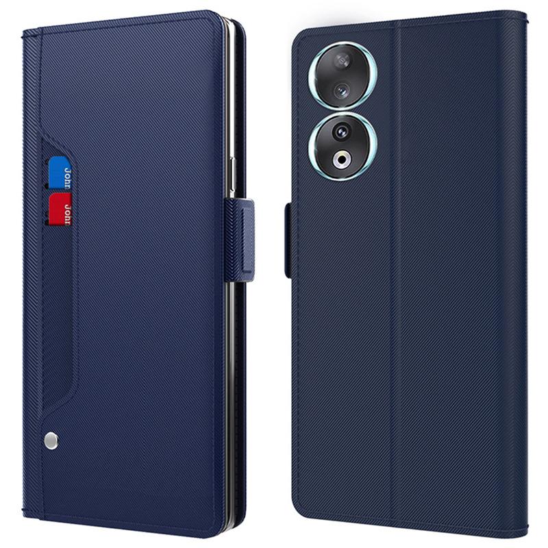 Ständerhülle für Honor 90 Sturzsichere Lederabdeckung Handyhülle mit Kartenfach und Spiegel