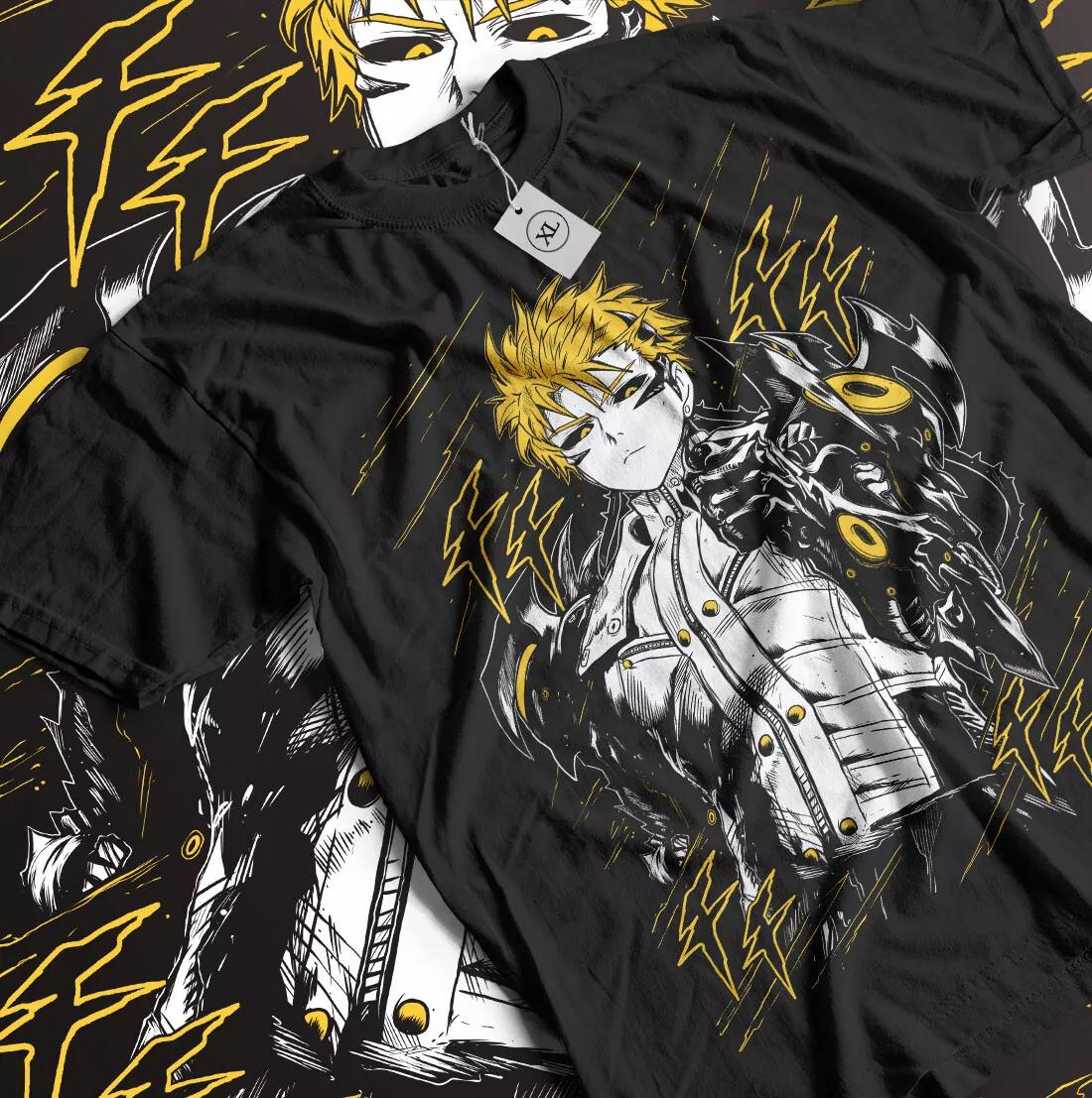 

Генос Футболка Аниме Манга Злодей Ванпанчмен Графическая футболка Подарочная футболка Все размеры 3XL