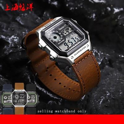 Watchband for Casio Small Square Strap AE1200/AE-1300/F-108/W-216 Vintage Leather Watch with 18mm Bracelet Accessory Wristband