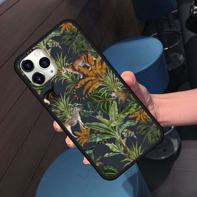 Tropical Plant Leopard Phone Case for iPhone 11 12 Pro XS MAX 8 7 6 6S Plus X 5S SE 2020 XR