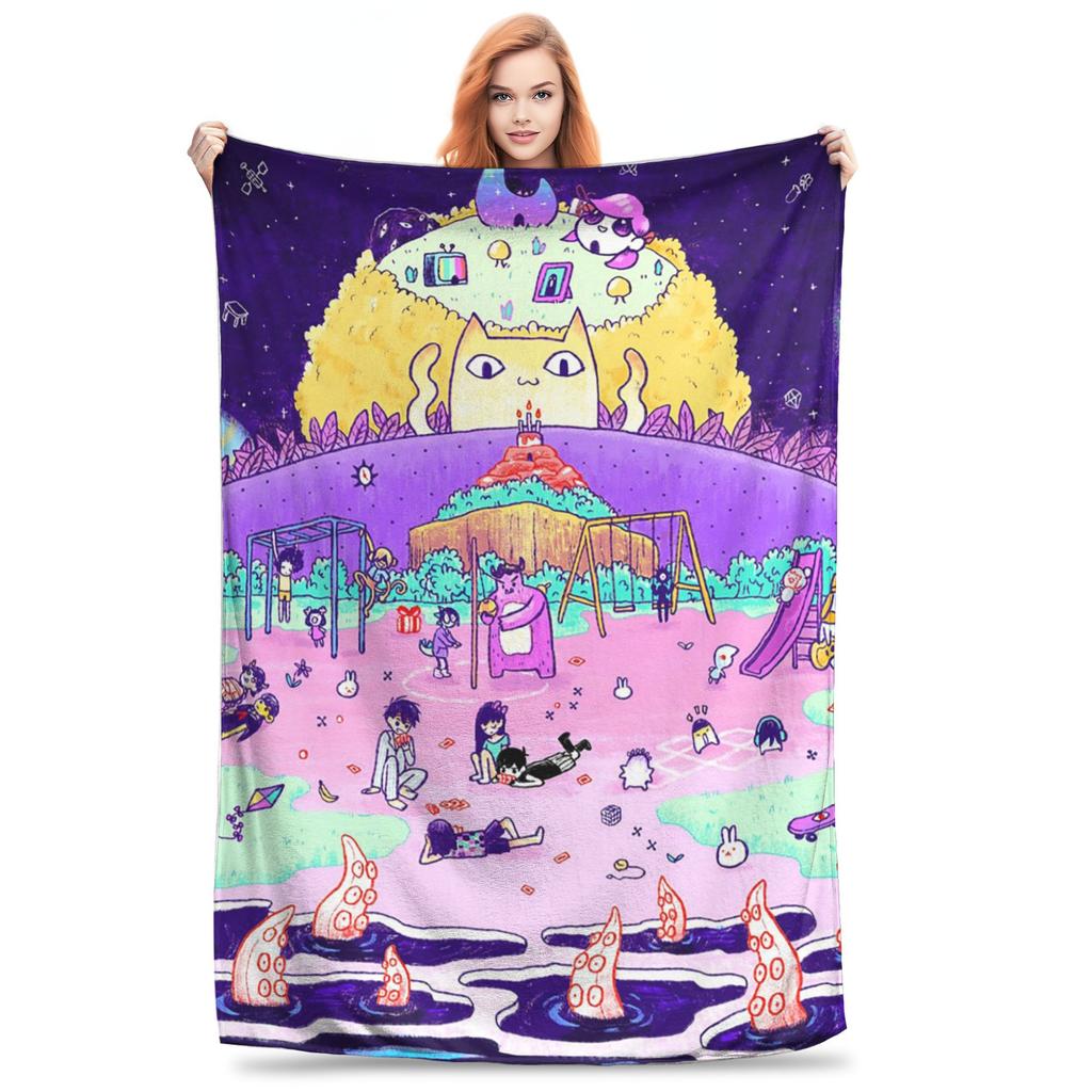 Anime Omori Game  Blanket Cover  Plush Throw Blanket Summer Air Conditioning Printed Lightweight Bedspreads,