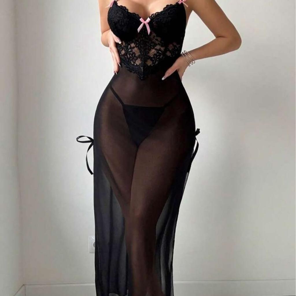 2026 European and American sexy lace erotic underwear perspective erotic pajamas women