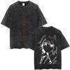 Anime Tokyo Ghoul Vintage Washed T-shirt Cartoon Kaneki Ken Graphic T Shirt Retro Manga Harajuku Oversized T-shirts Unisex