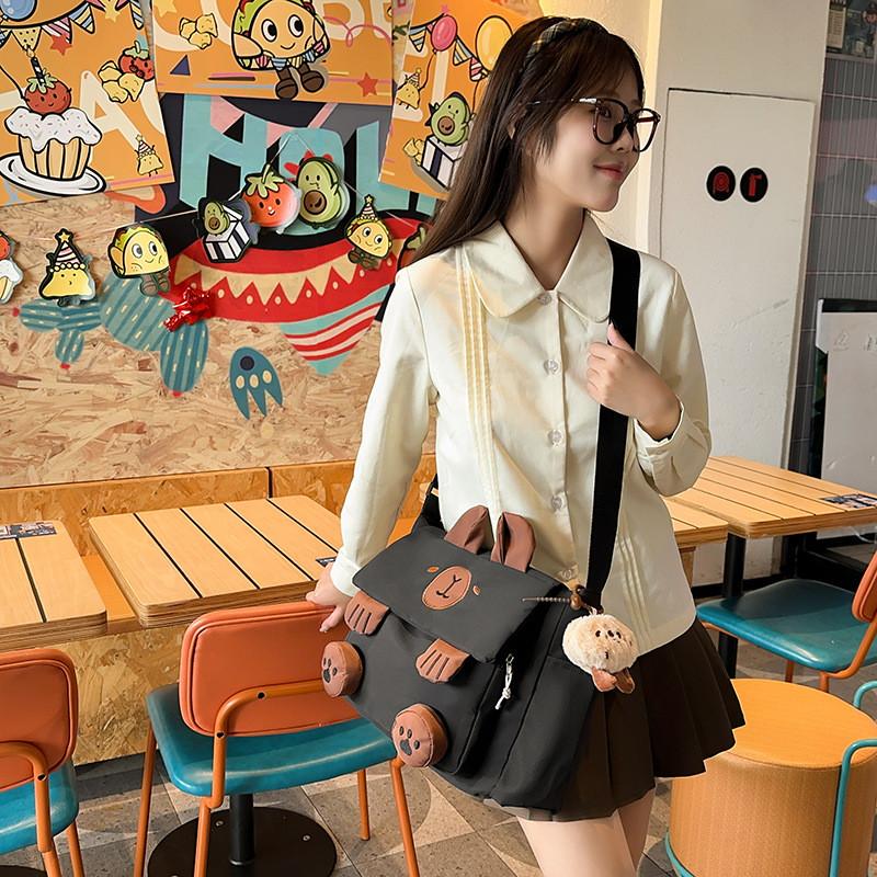 Adorable Cartoon Shoulder Bag For College Students Featuring Cute Capybara Design