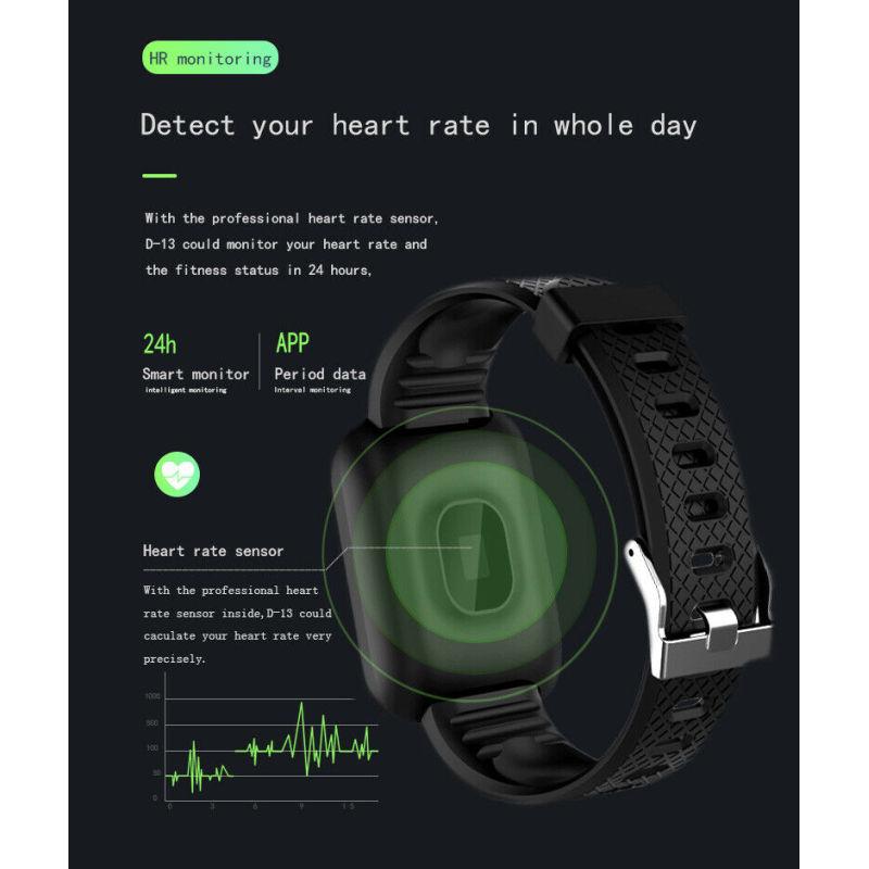 Bluetooth Heart Rate Blood Pressure Smart Watch Fitness Tracker Bracelet