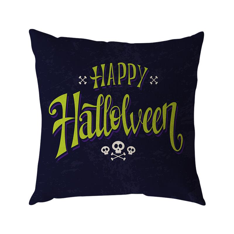 Funda de Almohada de Lino de Halloween Impresión Digital Decoración Festival de Halloween Almohada para Sofá