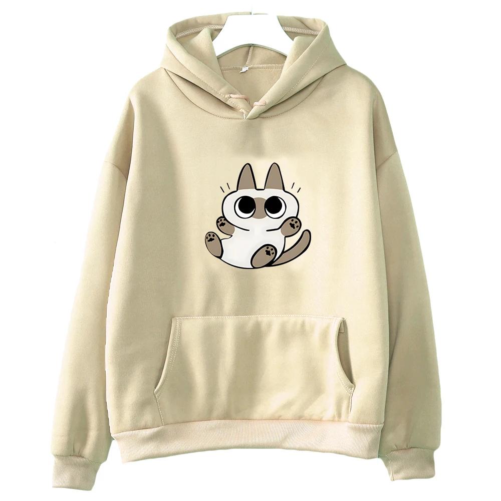 Siamese Cat Azuki Is The Center of The World Nobeko Hoodie Kawaii/Cute Long Sleeve Sweatshirt Harajuku Cartoon Tops