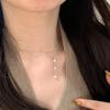 New In Sparkling Exquisite Micro Inlaid Circular Gemstone Tassel Collar Chain Silver 925 Minimalist Chain Necklace Party Jewelry