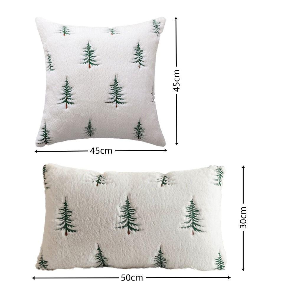 New Faux Rabbit Fur Throw Pillow Cover Christmas Tree Pattern Cozy Fluffy Pillowcase White 45x45cm Cushion Cover
