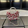 High-end party burgundy dress bag light luxury diamond-encrusted gold dinner bag women's exquisite messenger handbag