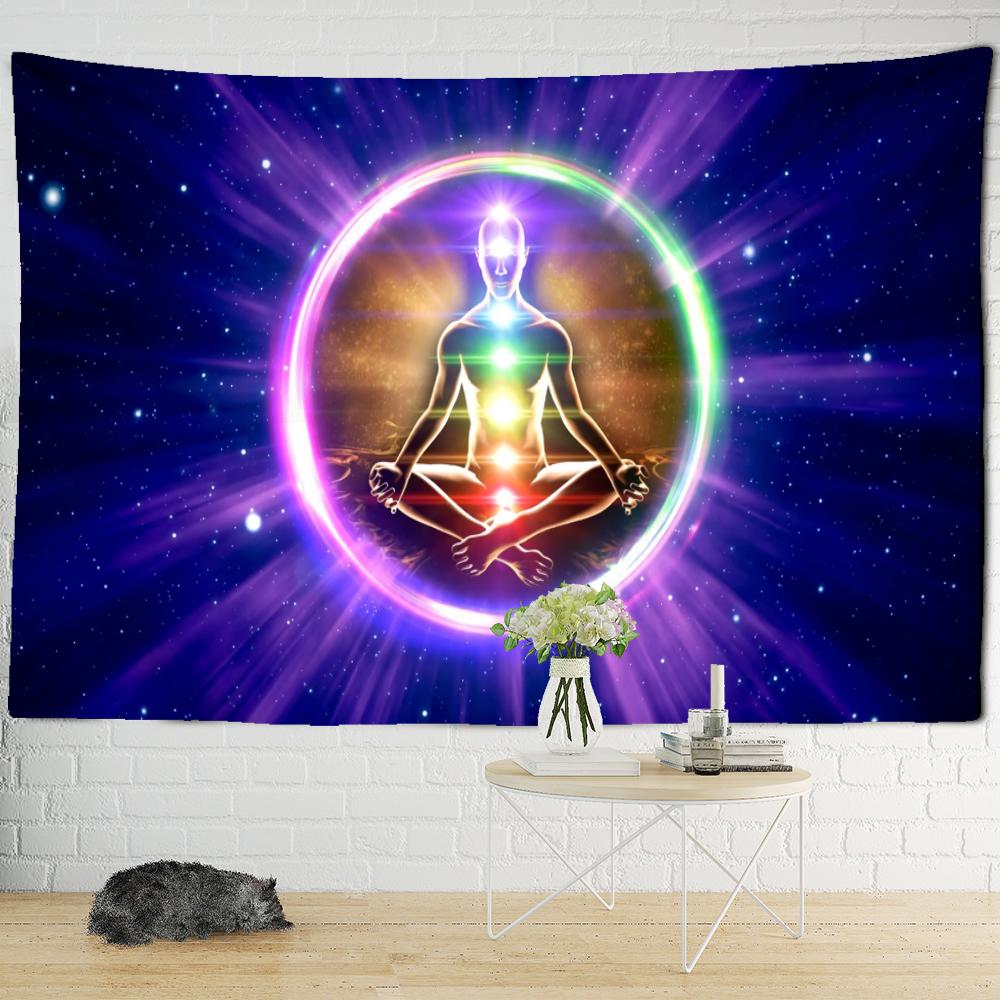 Tapiserie de meditație indiană agățată pe perete șapte chakre Mandala psihedelic Vrăjitorie Tapiz Hippie Decor acasă