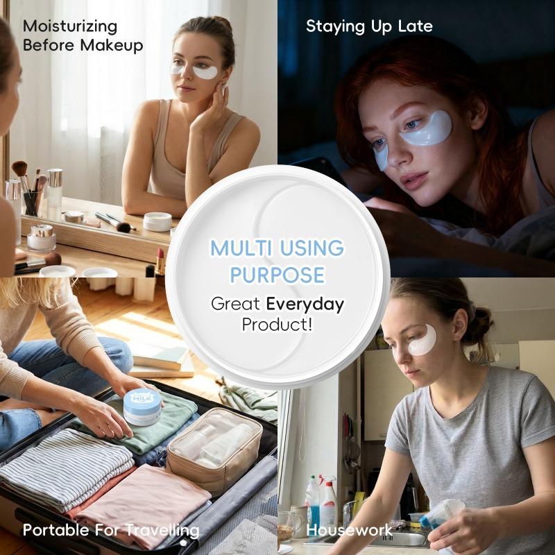 LAIKOU Milk Radiance Eye Mask 70g (50 Pairs) - Firming Under Eye Patches with Collagen & Niacinamide for Puffy Eyes, Dark Circles