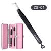 Large Flat Clamp Head Eyelash Tweezer Fiber Tip Anti-slip Grid Eyelash Extensions Tweezers Black Color Makeup Tools