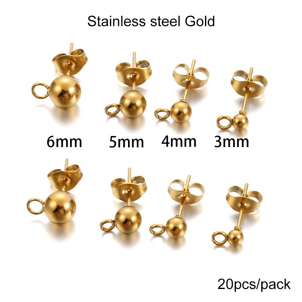 20-100 teile/los Gold Edelstahl Blank Post Ohrring Bolzen Basis Pins Mit Ohrring Stecker Erkenntnisse Ohr Zurück Für DIY Schmuck Machen