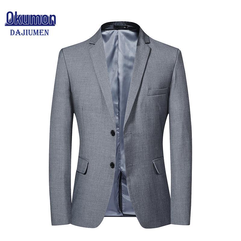Men's Solid Color Slim Fit Blazer - Korean Style Casual Suit for Autumn & Spring