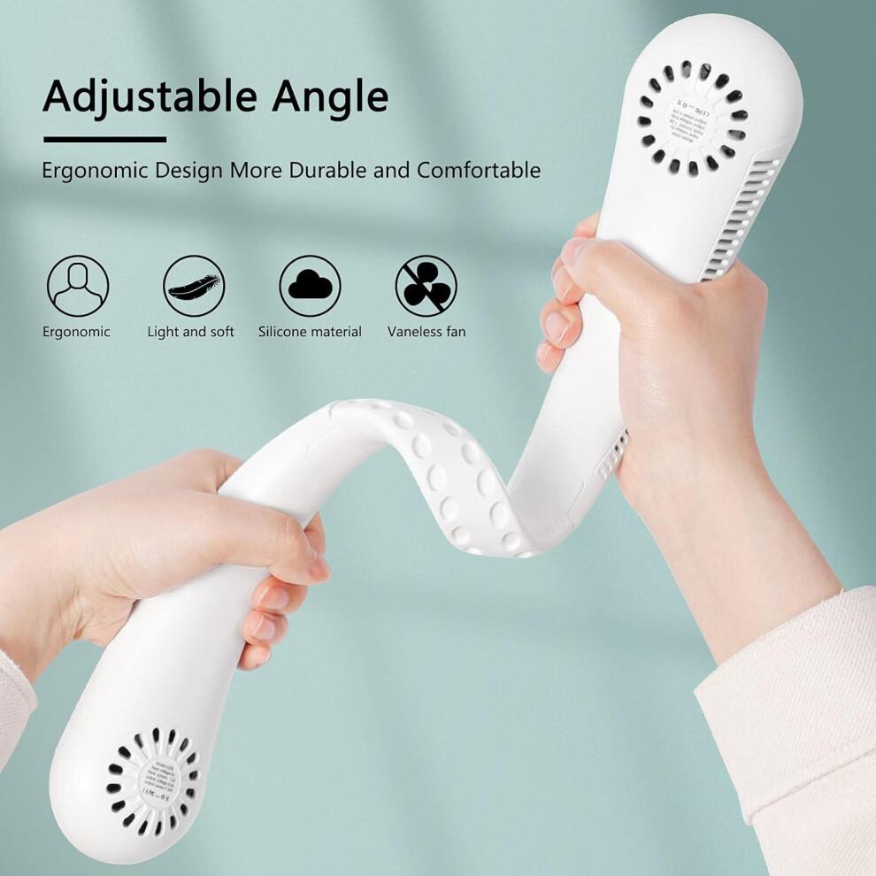 Hands-Free Bliss, Portable Bladeless Neck Fan, Ultra Quiet 360 Degree Cooling, Ergonomically Designed for All-Day Comfort, Rechargeable with Built-In