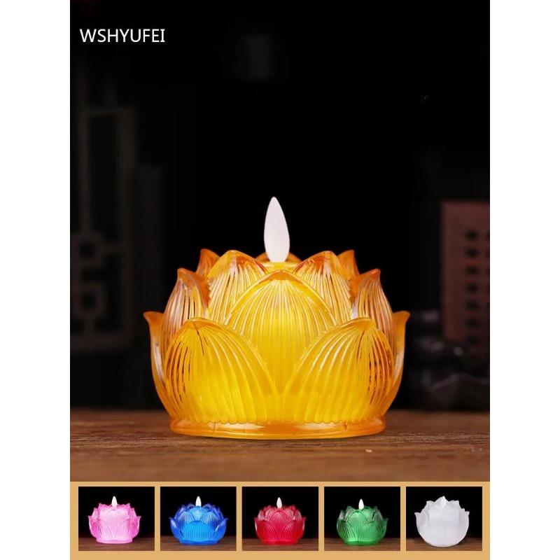 

Exquisite Glazed Buddha Hall Simulated Candlestick Decoration Lotus Household Ornaments Buddhist Supplies Simulated candlestick