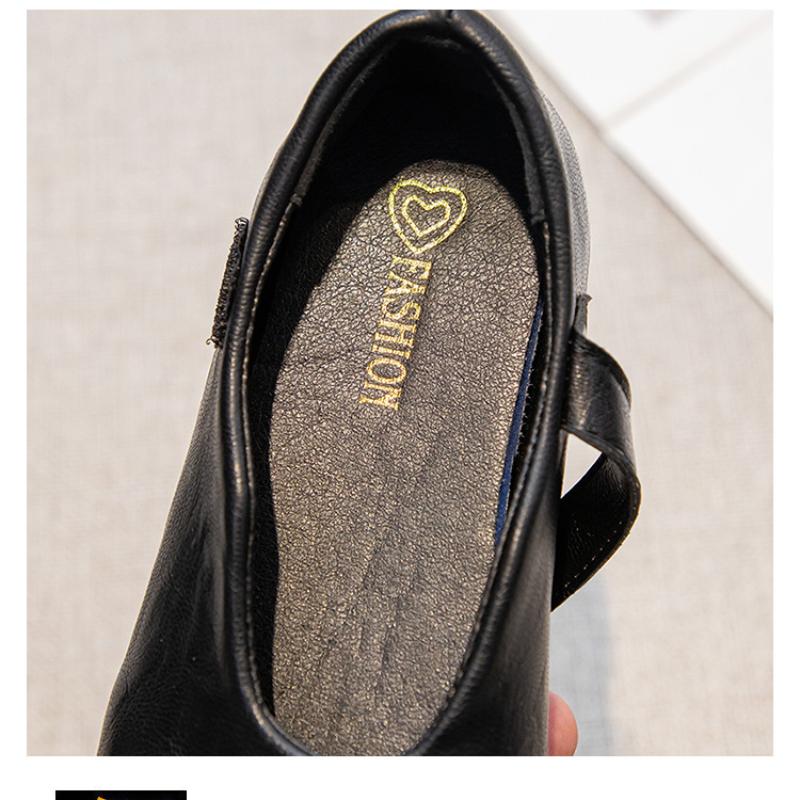 New Korean Style Girls' All-match Round-toe Soft-soled Leather Shoes for Spring and Autumn