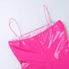 Mini šaty s výstřihem za krk, bez ramínek, bodycon, z PU kůže, evropský styl