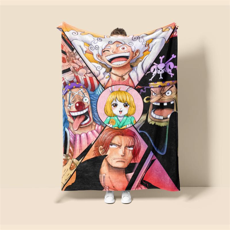 Throw Blanket One Piece Luffy Cartoon Anime Children Teenagers Adult Game Peripheral Collection Products Soft and Comfortable