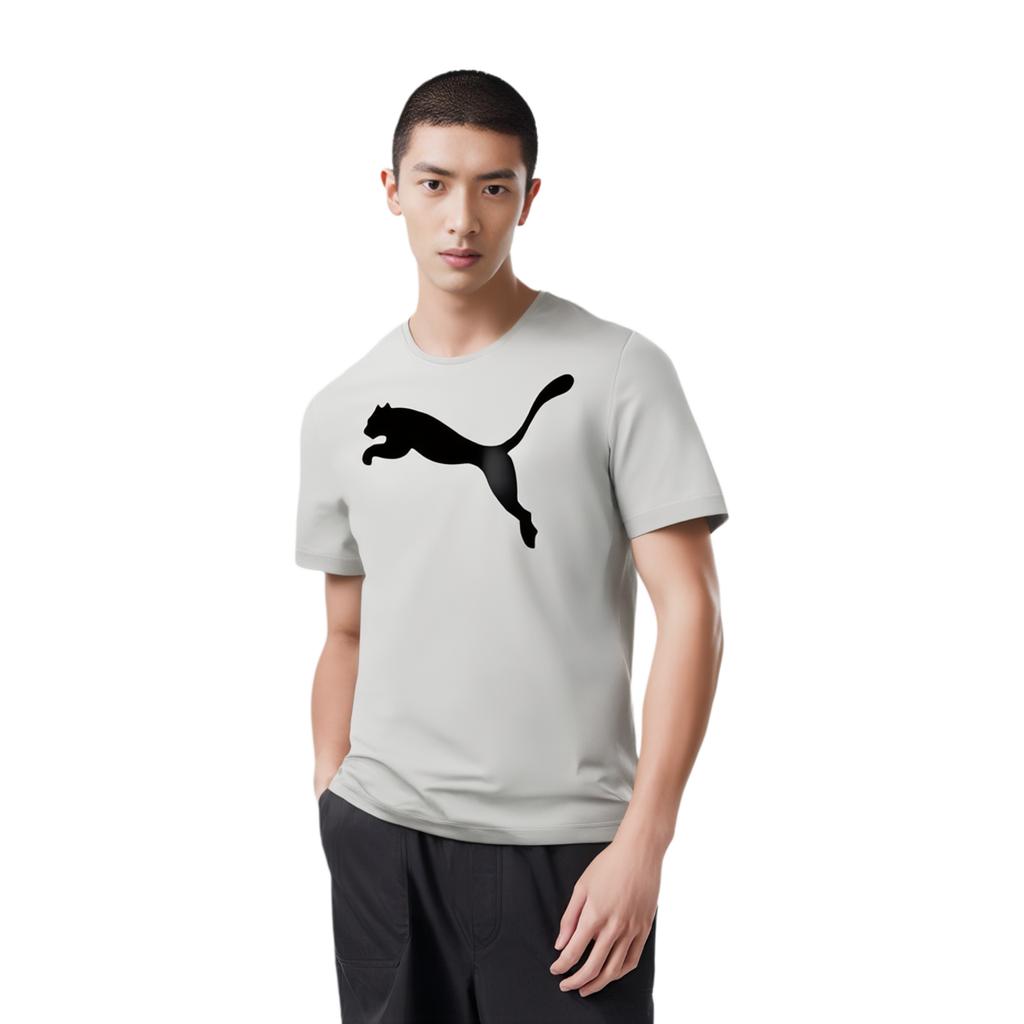 Puma Logo Round Neck Comfortable Casual Sports Short Sleeve T-Shirt Men Tops Gray 685638-09