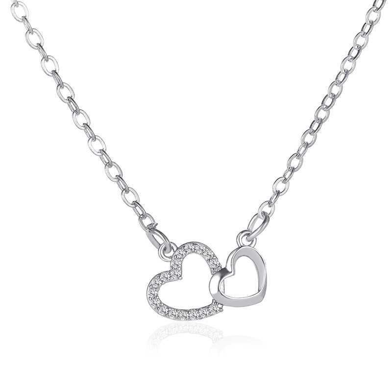 Double love necklace jewelry temperament simple pendant fashion street shot neck chain women's sweater chain