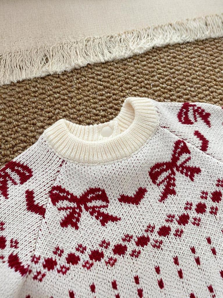 2026 Girls' 100% Cotton Knit Bodysuit - Autumn/Winter Romper Sweater for Photos and Outings