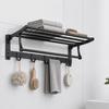 Aluminum Alloy Wall Mount Towel Holder Matte Black Towel Storage Rack  for Home Use