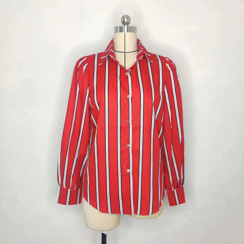 Fashion Striped Shirts Spring And Autumn Long Sleeve Blouse Women Casual Loose Button Shirt Turn Down Collar Clothes 26478