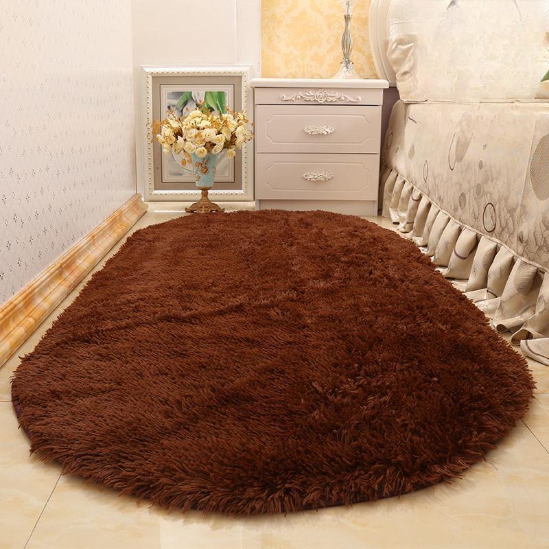 Oval Fluffy Carpet Shaggy Rug Bedside Mat Cute Colorful Living Room Rug Long Hair Carpet Home Decoration