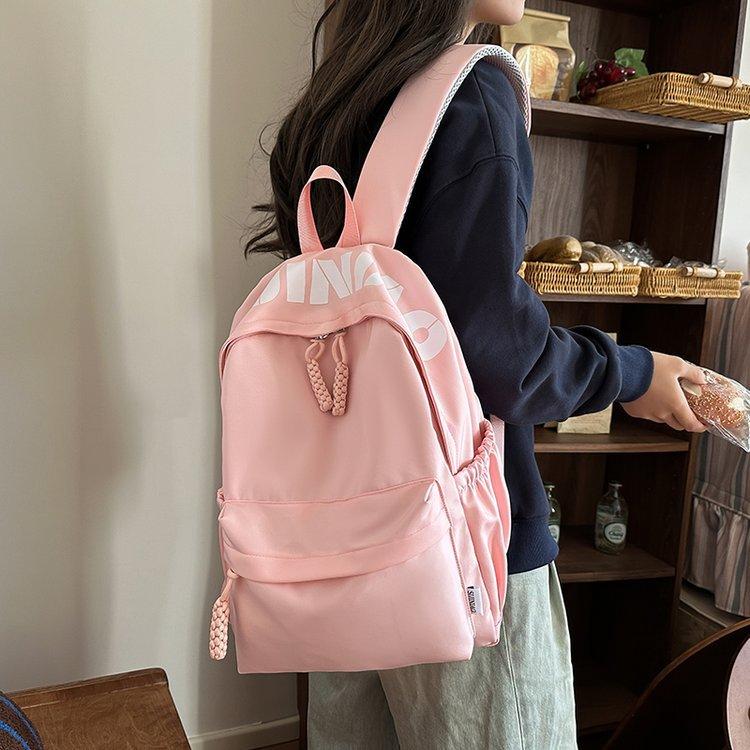 Mochila Escolar Estilo Japonés ins Letra Gran Capacidad Campus Ligera Simple para Viajar Versátil Mochila para Estudiante de Secundaria