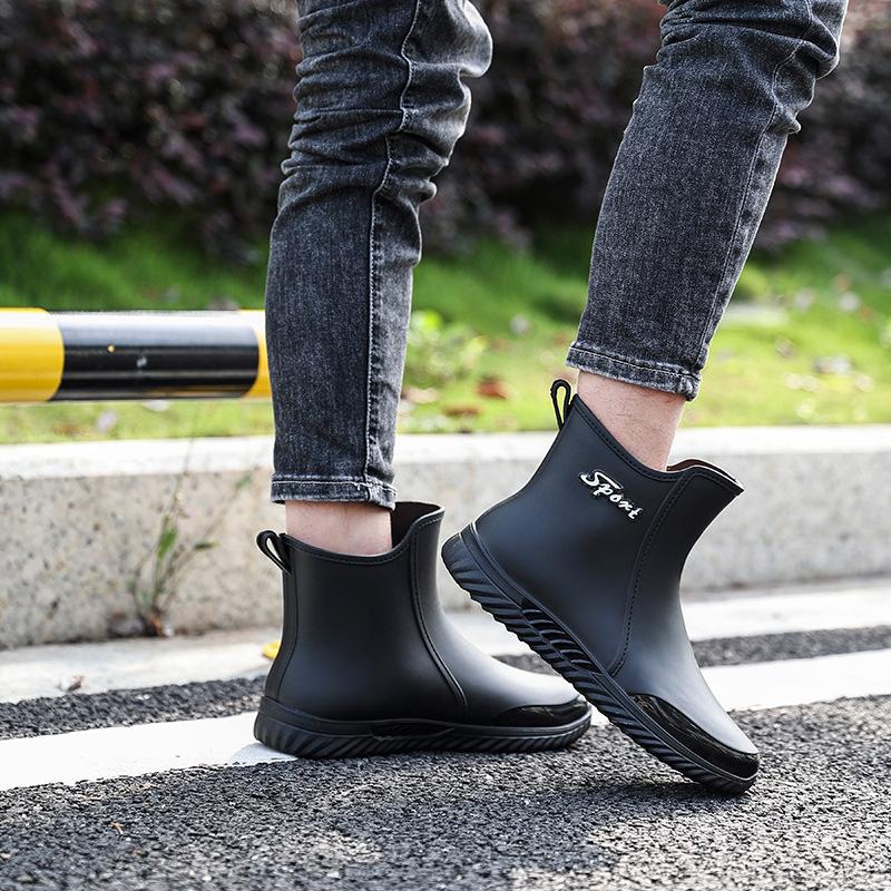 Rain Boots Men's Short Rain Boots Outdoor Wear Leisure Kitchen Non-slip Fishing Shoes Rubber Shoes Waterproof Wear-resistant Boots