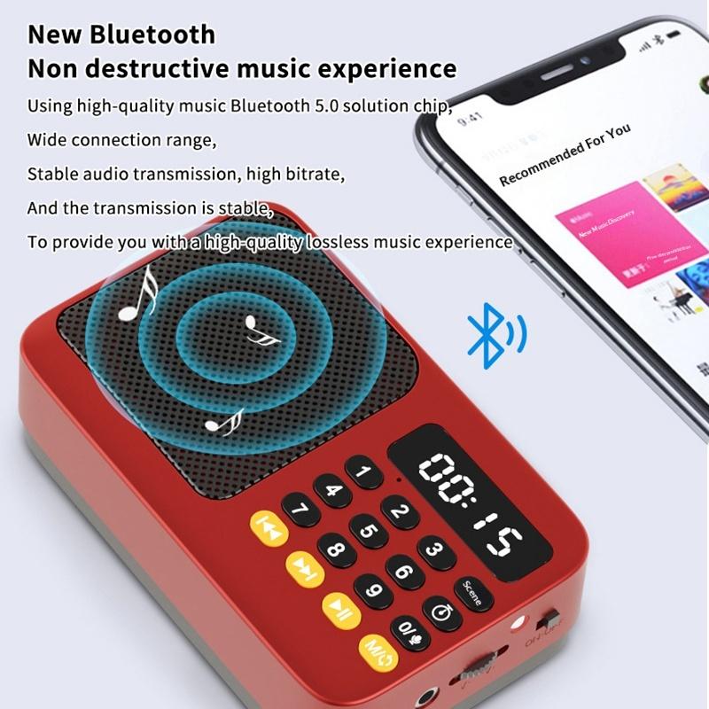 Bluetooth 5.0 Portable Fm Radio Small Emergency Recargable Sound Box Mini Vintage Speaker Mp3 Player Support Tf Card Usb Drive