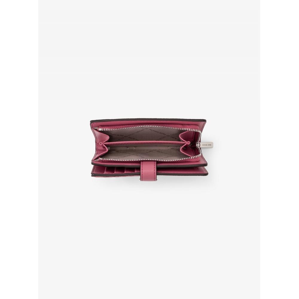 Michael Kors Greenwich Tab Zip Around Wallet Medium Mk Signature 35f5sgrf6v653 Rosewood