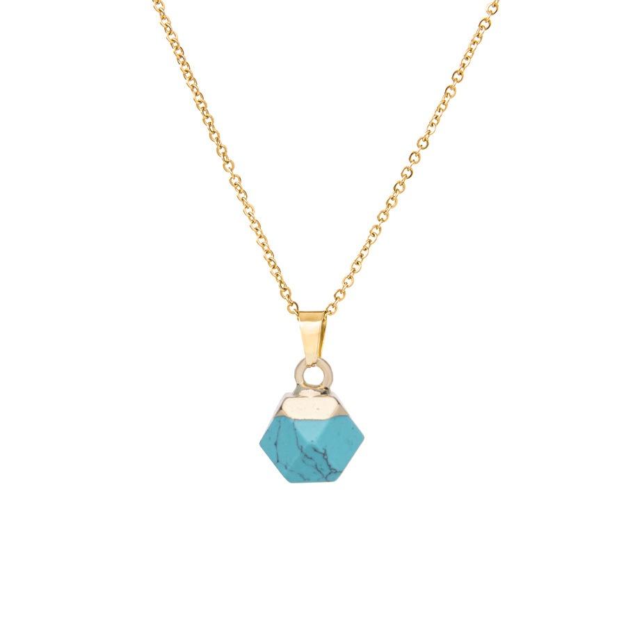 Natural Stone Neckalce Irregular Natural Stone Crystal Pendant Necklace Natural crystal pendant section hexagonal clavicle chain