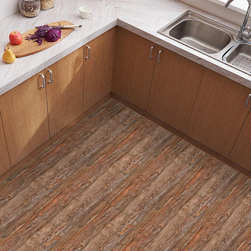 2Pcs 40X15cm PVC Wood Grain Wall Self-Adhesive Sticker Waterproof Living Room Bedroom Wall Decoration Floor Stickers