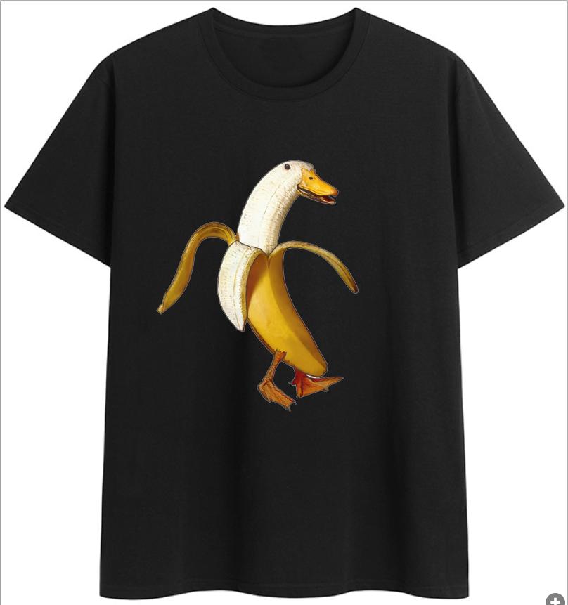 COTTON 100% Hot European and American Funny Banana Undress Short-sleeved Women's T-shirt Tops  Oversized T Shirt