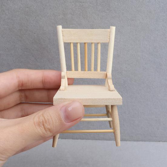 0.05 Scale Miniature Chair Wooden Mini Chair Retro Tiny Chair Furniture
