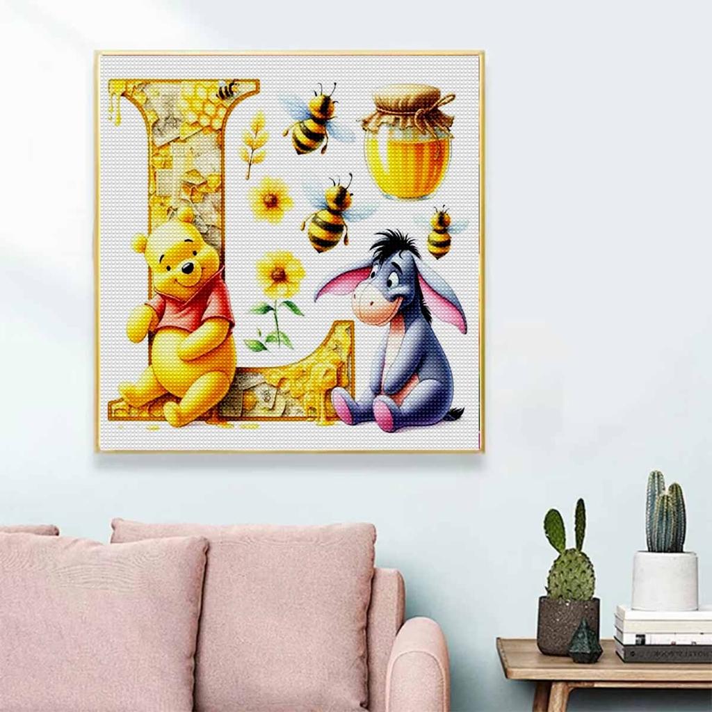 DIY Diamond Painting Round Diamond The Letters "L" In Vini and Eeyore Full Diamond Mosaic Home Decoration Painting Cross Stitch Kit