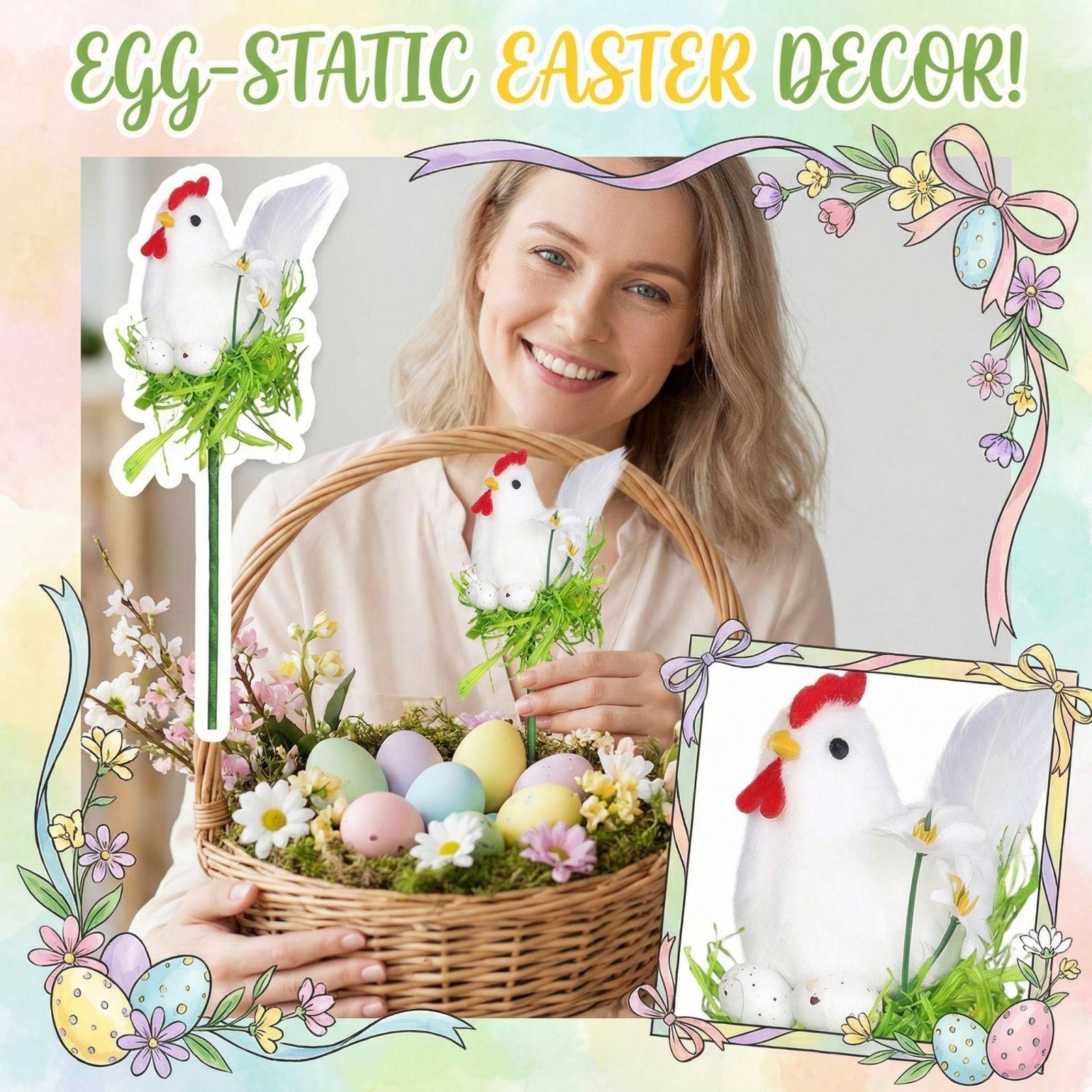 Пасхальное украшение Креативные стебли для цветочной композиции с цыплятами белый