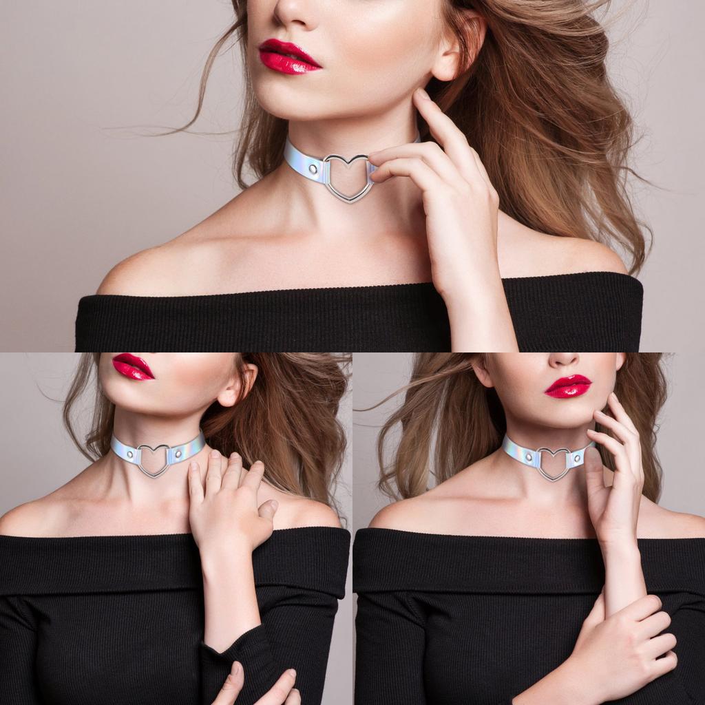 Women Men Girls Jewelry Women Heart Collar Choker PU Leather Clavicle Necklace