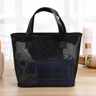 New Mesh Storage Bag Large Capacity Ultralight Travel Toiletry Bag Transparent Black Yoga Shoulder Bag