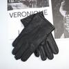 New Men's Deerskin Gloves Touch Screen Hand Sewn Classic Fashion Corrugated Breathable Wool Knit Lining Warm Driving Gloves