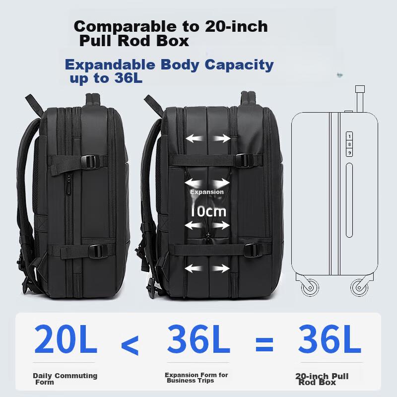 Bange Large Capacity Multifunctional Travel Bag, College Student Gift, 16-Inch Laptop Backpack, Black Small