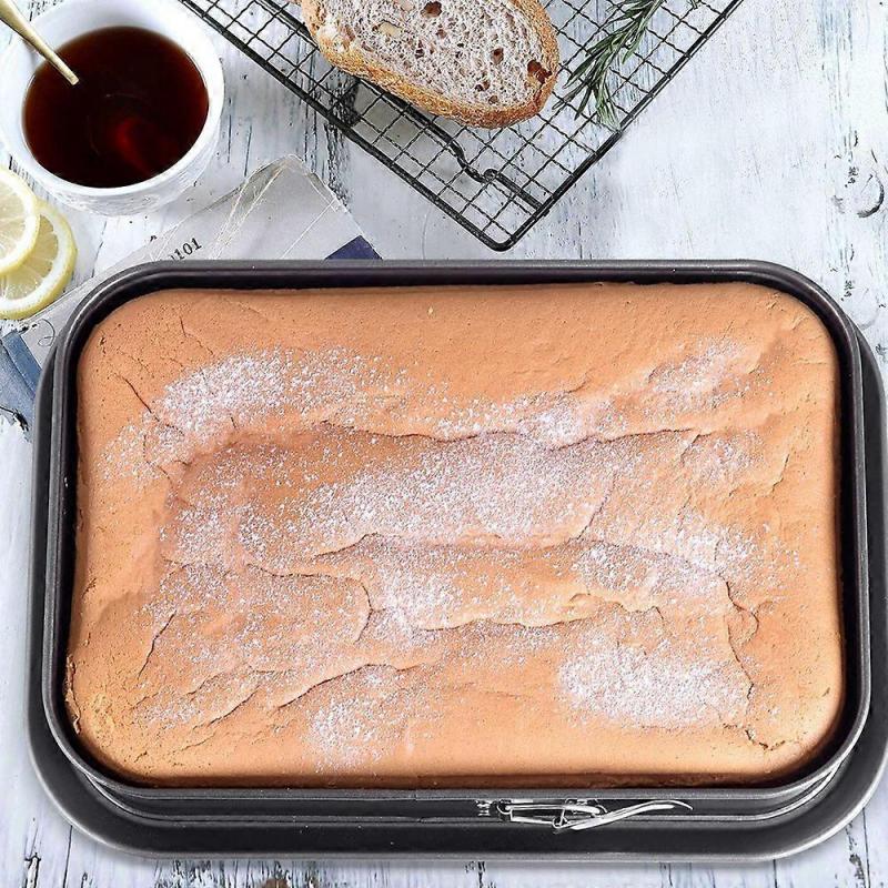 Non Stick Square Chiffon Cake Pan Carbon Steel Baking Mold with Removable Bottom, 40 X 28 X 8cm (FCM