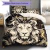 Black and White Lion Pattern Bedding Quilt Set  Home Decoration  Gift (1 * duvet cover + 2 * pillowcase  without core)