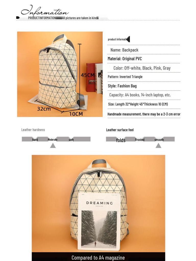 2024 Women's Geometric Rhombus Backpack: Large Capacity Frosted Space Schoolbag & Mountaineering Bag